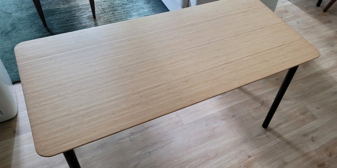 IKEA Anfallare / Adils Bamboo Top Table 140x65 with cable management