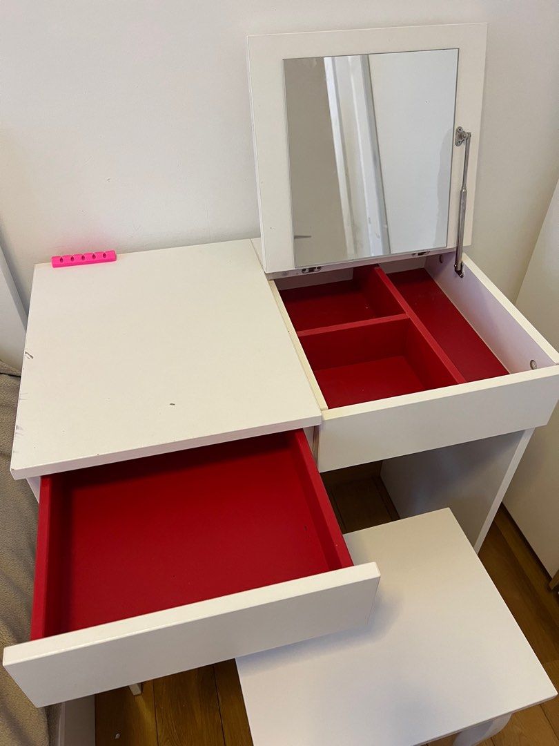 IKEA Brimnes dressing table with stool, Furniture & Home Living