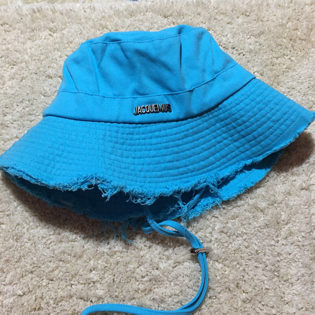 CANVAS FRAYED BLUE BUCKET HAT, Women's Fashion, Watches & Accessories