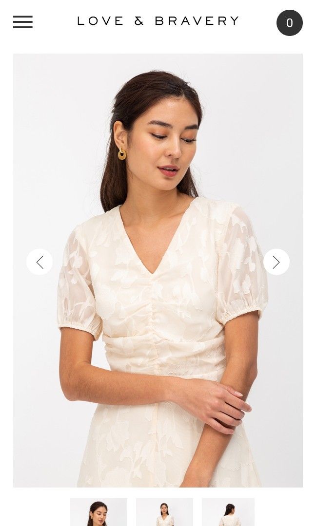 LAB WHITE GISELLA FLORAL JACQUARD TOP, Women's Fashion, Tops, Blouses