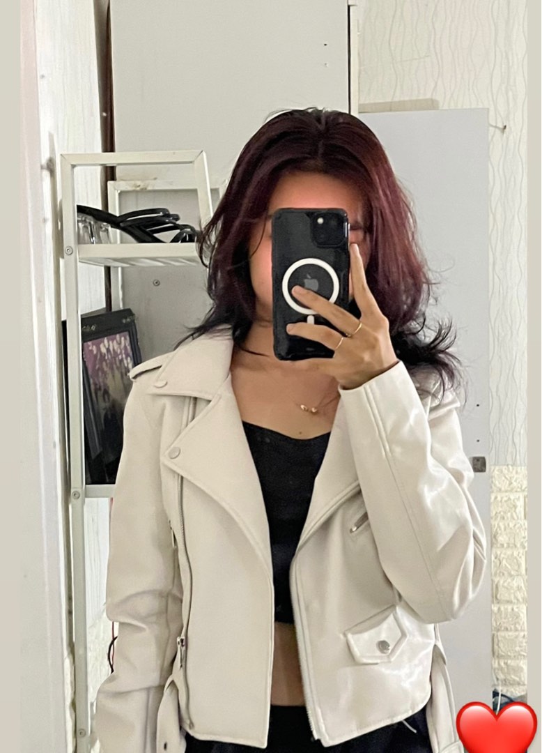 Leather jaket stradivarius Fesyen Wanita Pakaian Wanita Atasan