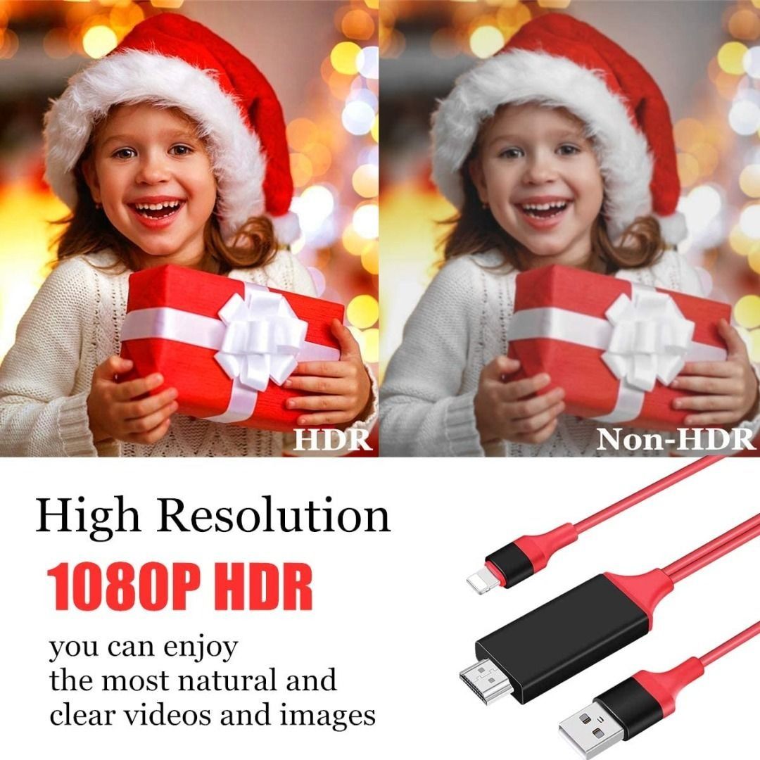 Lightning to HDMI Adapter Cable, iphone to TV/Projector and other HDMI