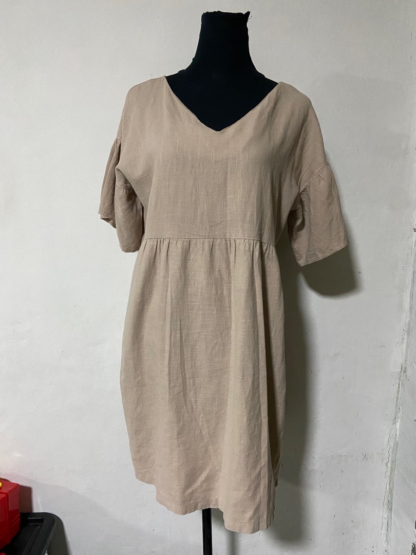 Linen baby doll dress on Carousell