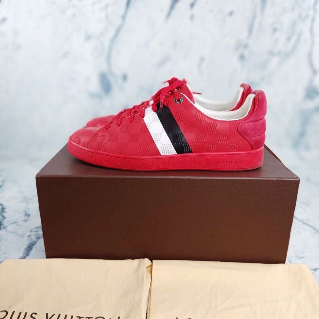 Louis Vuitton Red Suede And Leather Damier Infini Frontrow Sneakers Size 42 Louis  Vuitton