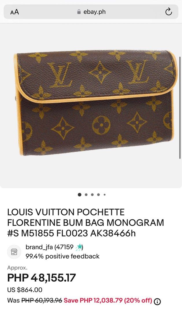 Auth LOUIS VUITTON Pochette Florantine M51855 Monogram FL0023 Bum Bag