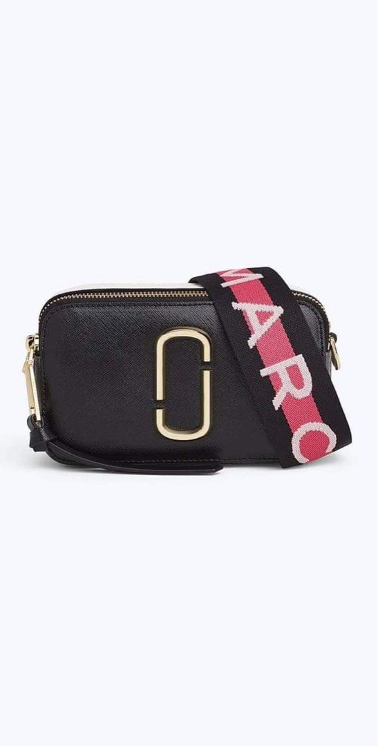 Marc Jacob Snapshot Bag New York classic black pink strap instock