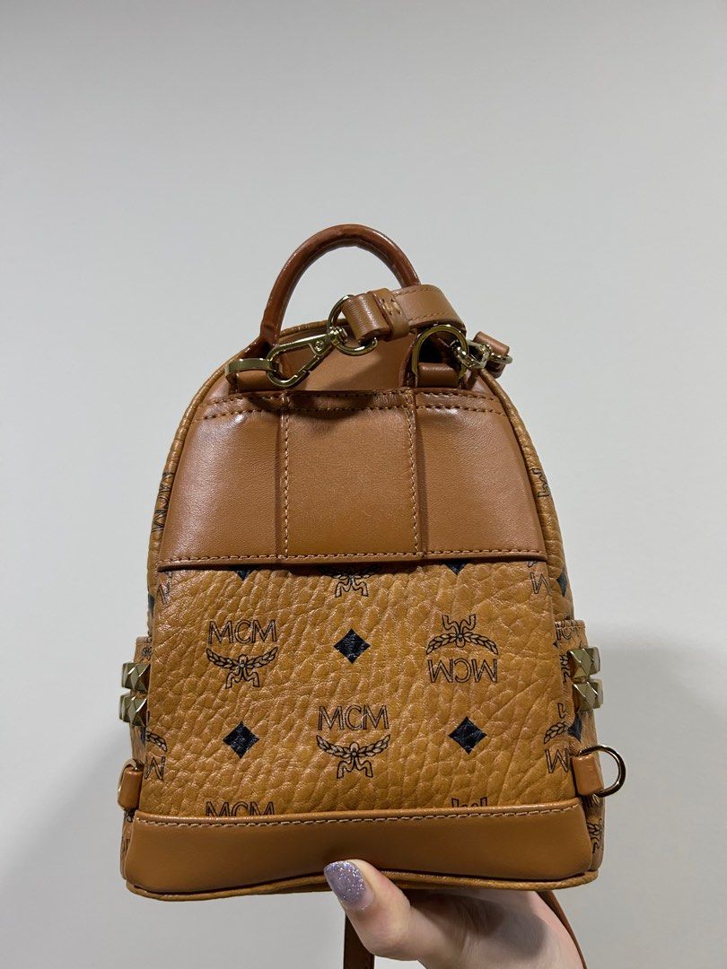 MCM X Mini Stark Backpack Bebe Boo Cognac