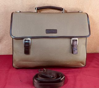 Metrocity Italy Gold Ballistic Nylon and Leather Briefcase