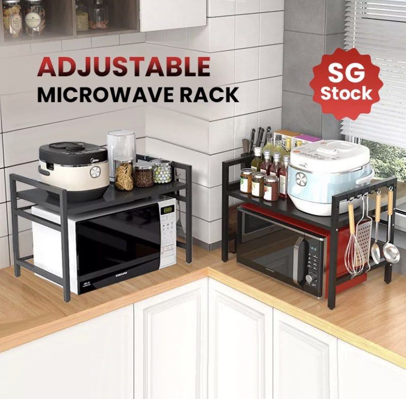 Microwave Oven Rack Adjustable Kitchen Rack Kitchen Organiser Spice ...