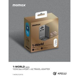 Momax UA10D 1-World 100W PD GaN 4-Ports + AC Travel Adapter