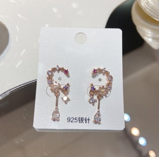 Dangling moon earrings best sale