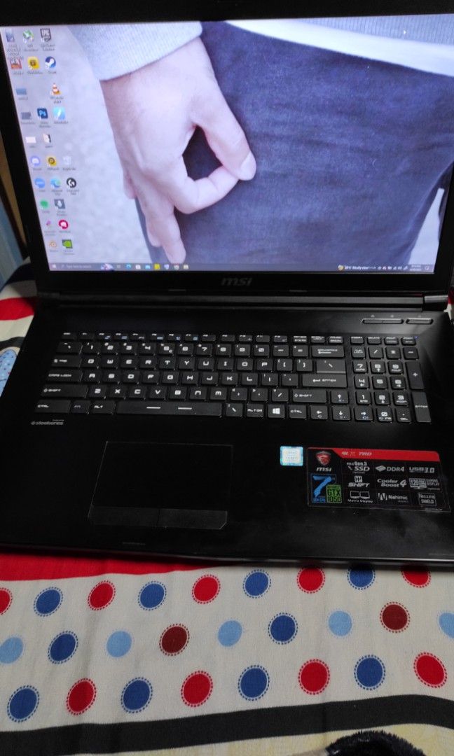 MSI GL 72 7RD 17inch laptop (Category: Laptops & Notebooks) located in Mandaluyong City. Submitted by michaelsabaricos4768 (Listing ID 1229212789, Image 1). Description: Msi gl 72 7rd (bought for around 56,000 php back in 2017) specs 17 inch 1080p screen i7-7700hq gtx 1050 (2gb) 16(2x8) gb ram ddr4 2400mhz (I only added another stick) 250gb nvme ssd (os installed - I bought this separately and had it installed) honest issues: Some keys no longer 
