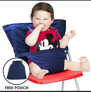 Navy blue portable travel baby high chair seat cushion