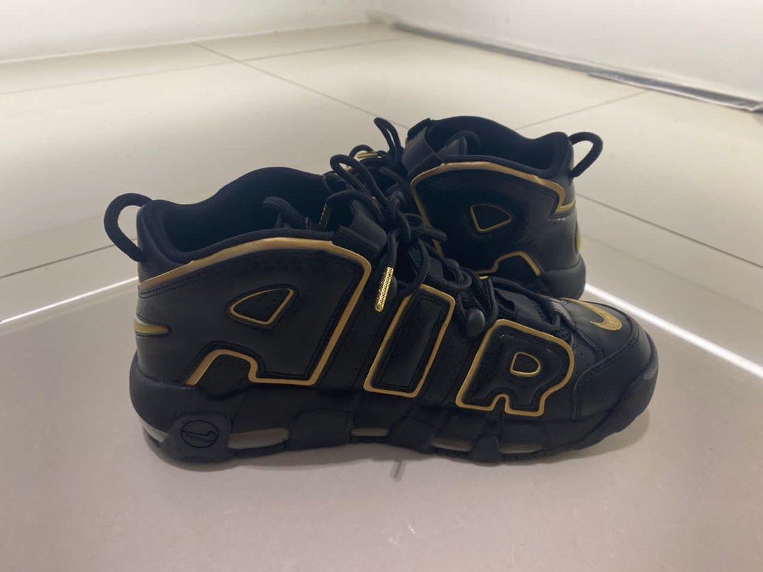 Nike Air More Uptempo Black Gold Women s Fashion Footwear