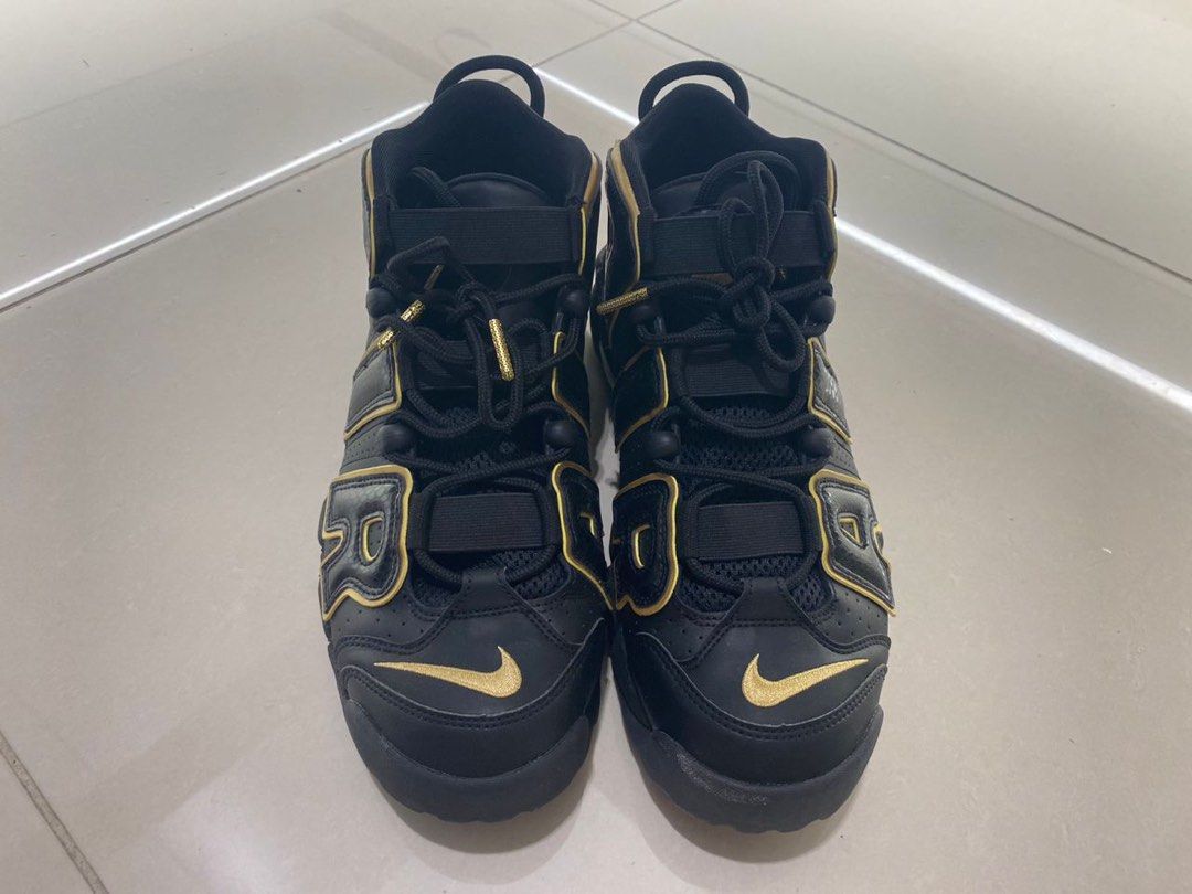 Nike uptempo black gold cheap