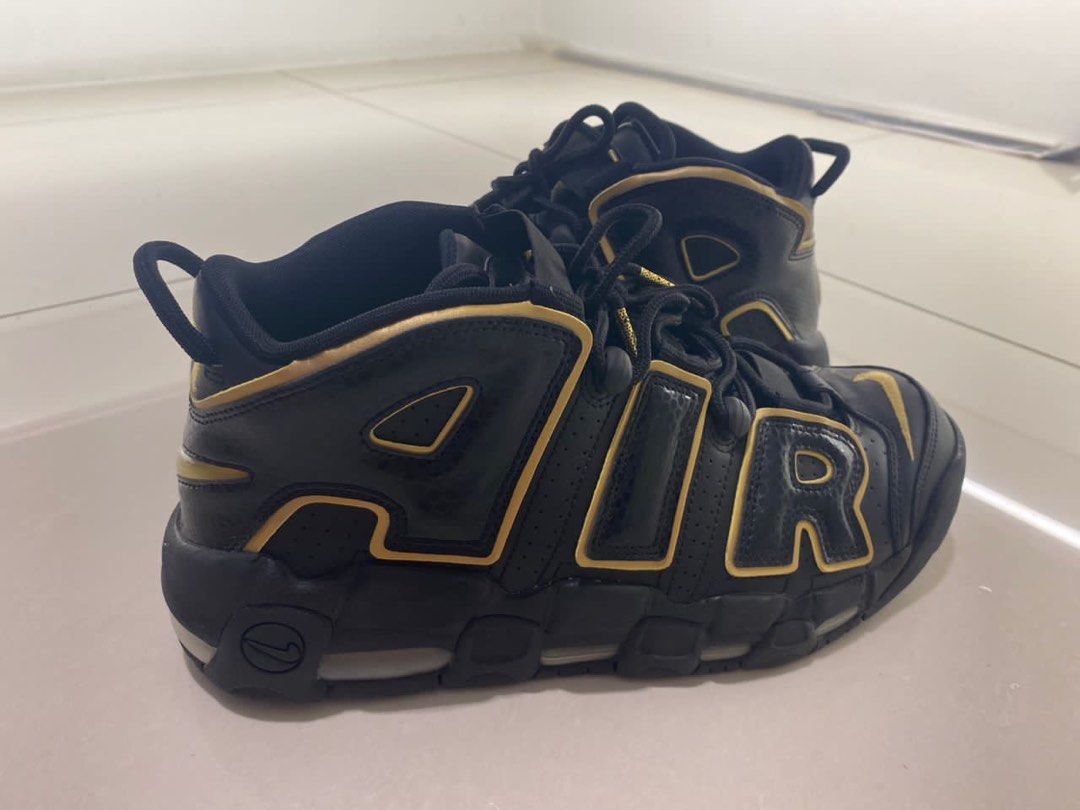 Nike Air More Uptempo Black Gold Women s Fashion Footwear