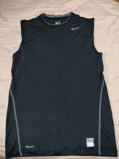 Nike Pro Combat Hypercool Fitted Tank Top Black Blue Mesh Athletic Size L 5H