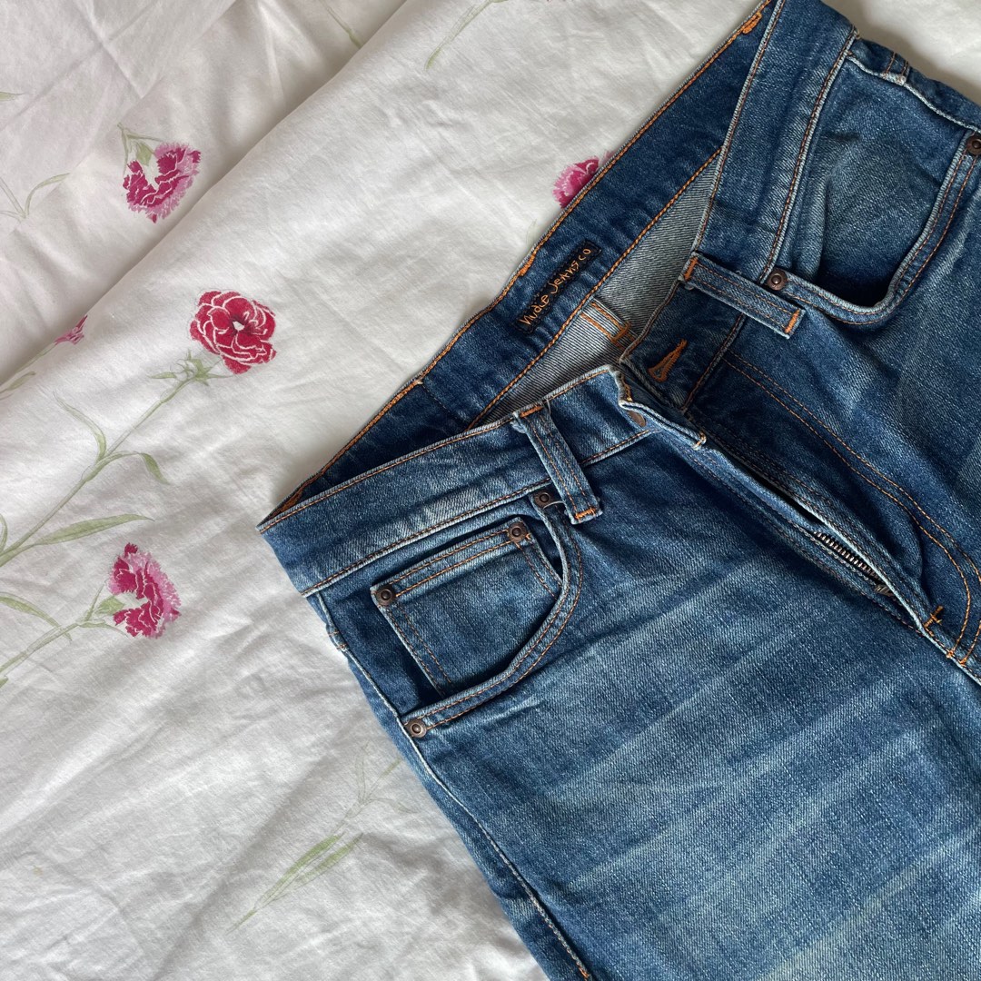 NUDIE JEANS CO. Lean Dean Lost Legend Blue Faded Denim Jeans, Men's