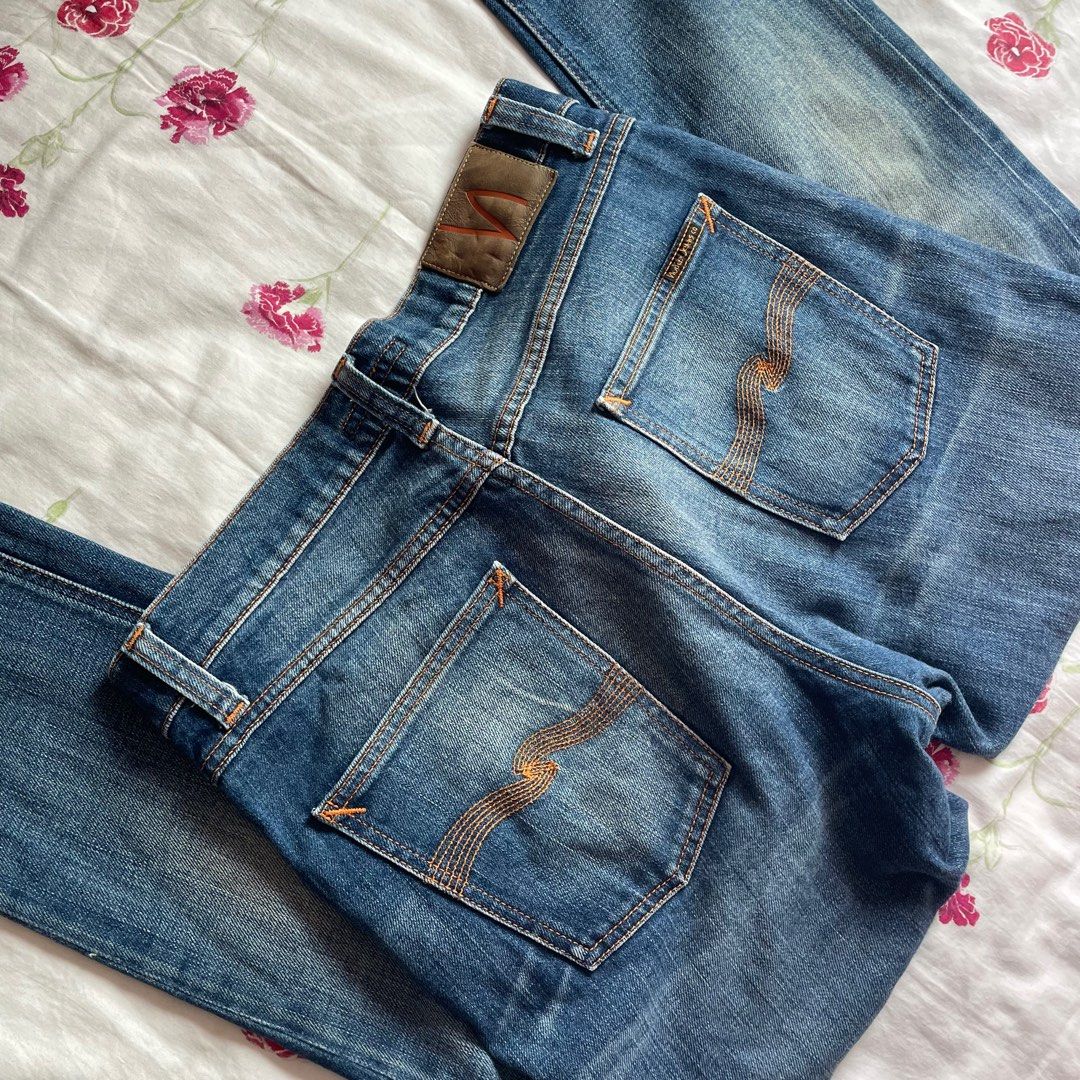 NUDIE JEANS CO. Lean Dean Lost Legend Blue Faded Denim Jeans, Men's