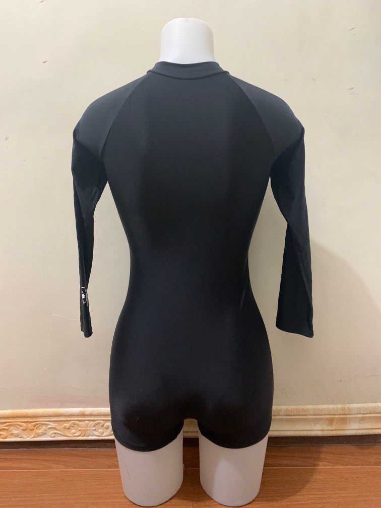 Ocean Pacific Black One Piece Zipper Rash Guard, Women's Fashion