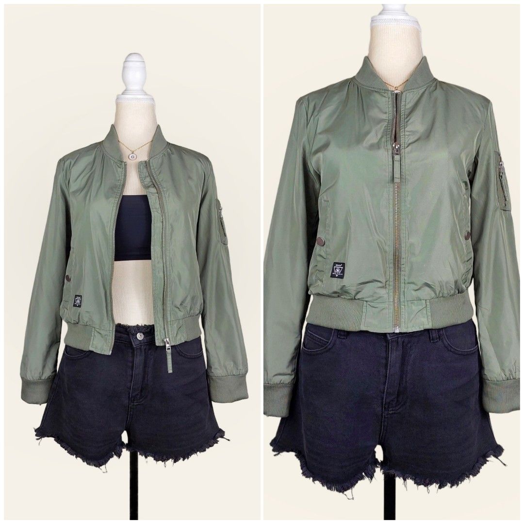 Moke Talei Women Quilt Bomber - Olive Green