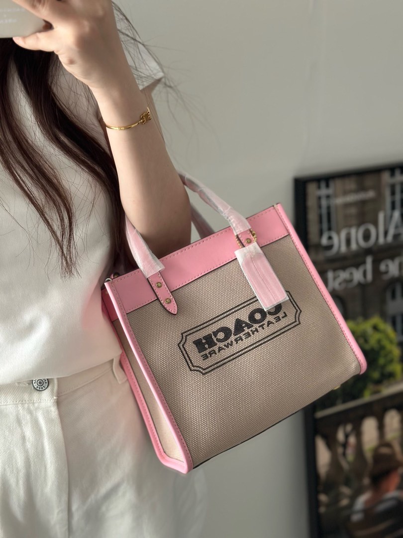 Coach field tote pink hot sale