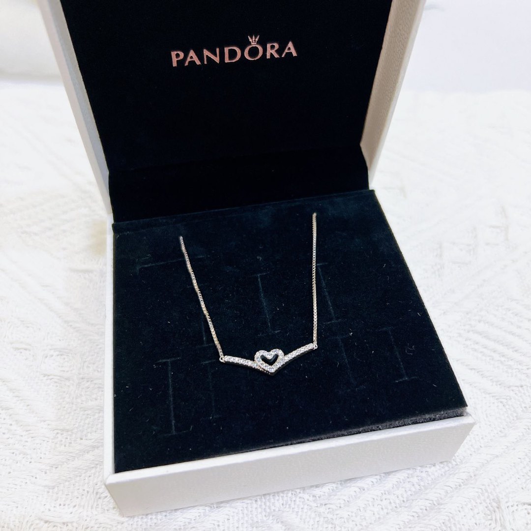 Pandora sparkling wishbone necklace Clearance
