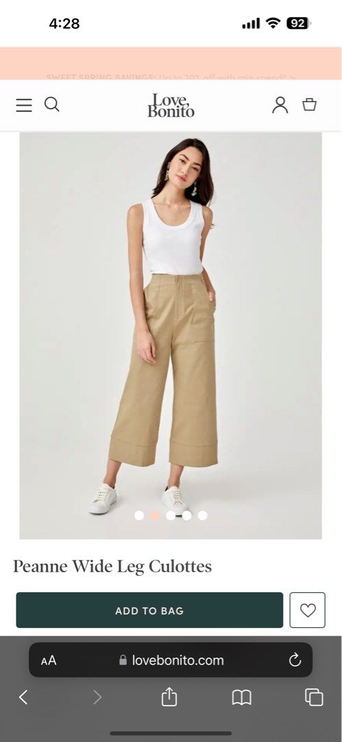peanne wide leg culottes, Women's Fashion, Bottoms, Other Bottoms on  Carousell