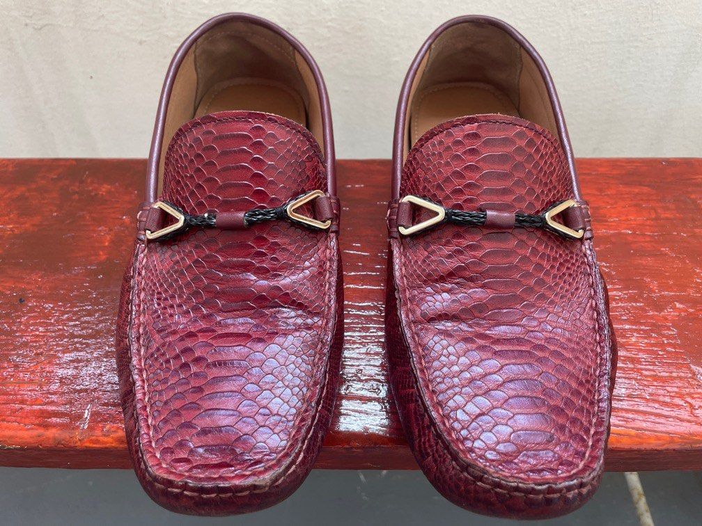 Pedro red leather boat shoes