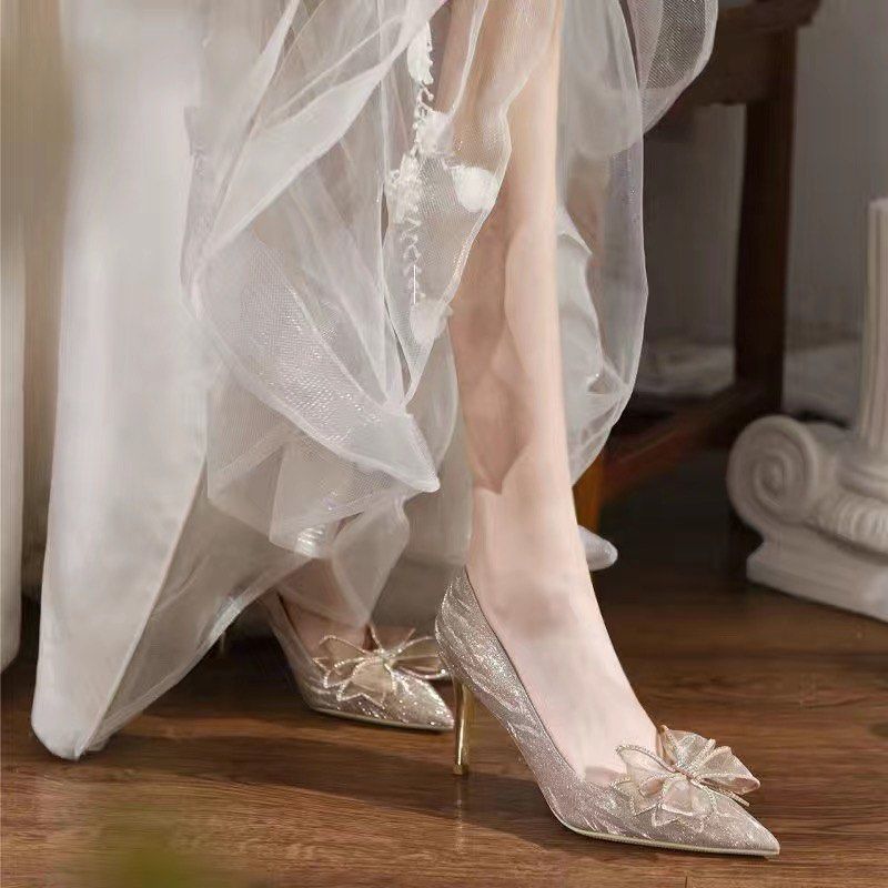 Glitter top wedding heels