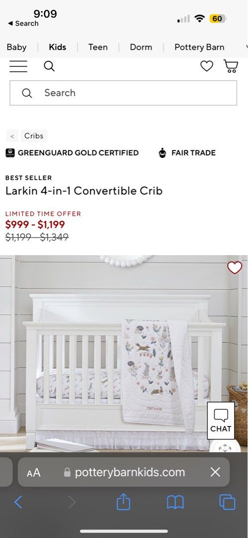 Pottery barn larkin 4 in 1 crib sales