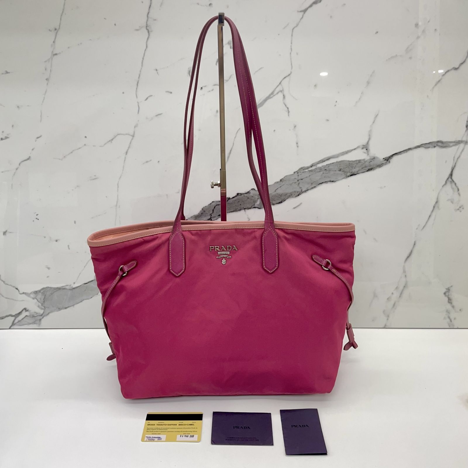 PRADA BR3924 PINK NYLON TOTE BAG 237011434 EK, Luxury, Bags