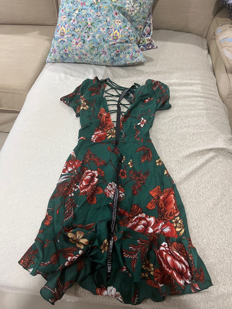 Plt emerald green criss cross dress top