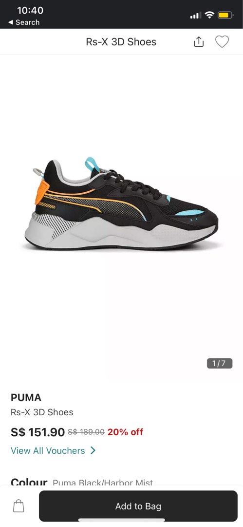 Puma RS X 3D Black Harbour Mist Men s Fashion Footwear Sneakers