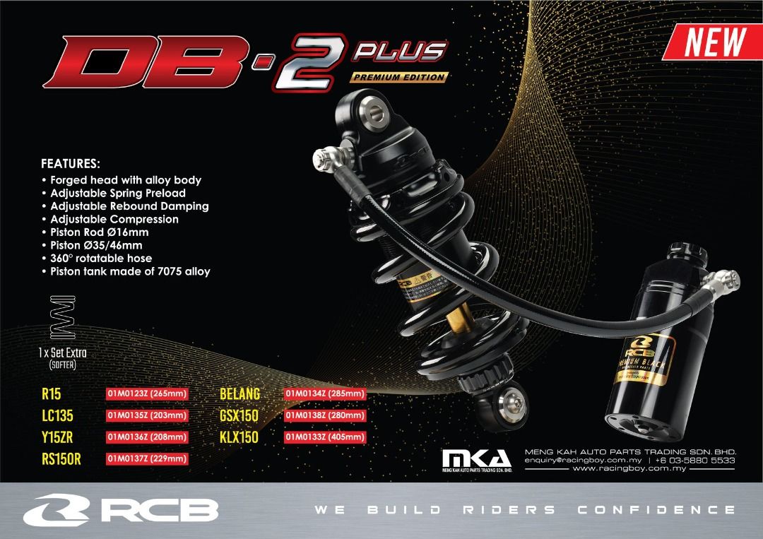 RCB Racing Boy MONOSHOCK **208MM** DB-2 PLUS SNIPER150 SNIPER155 Y15 ...