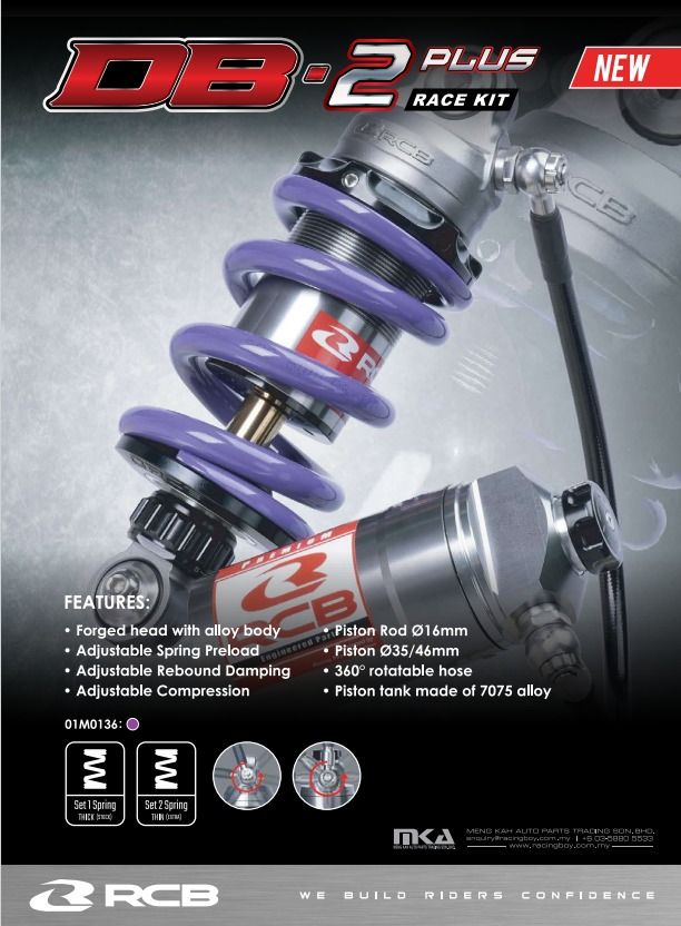 RCB Racing Boy MONOSHOCK **208MM** DB-2 PLUS SNIPER150 SNIPER155 Y15 ...