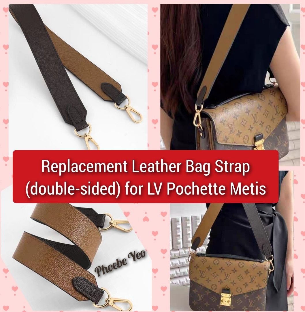 Louis Vuitton Pochette Strap Replacement Only Black and Apricot, Luxury,  Bags & Wallets on Carousell