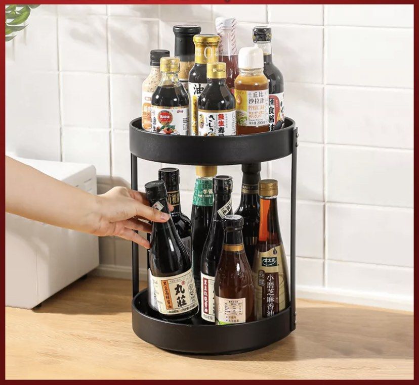 Rotating Spice Rack Kitchen Spice Rack Sink Organiser Shelf Microwave ...