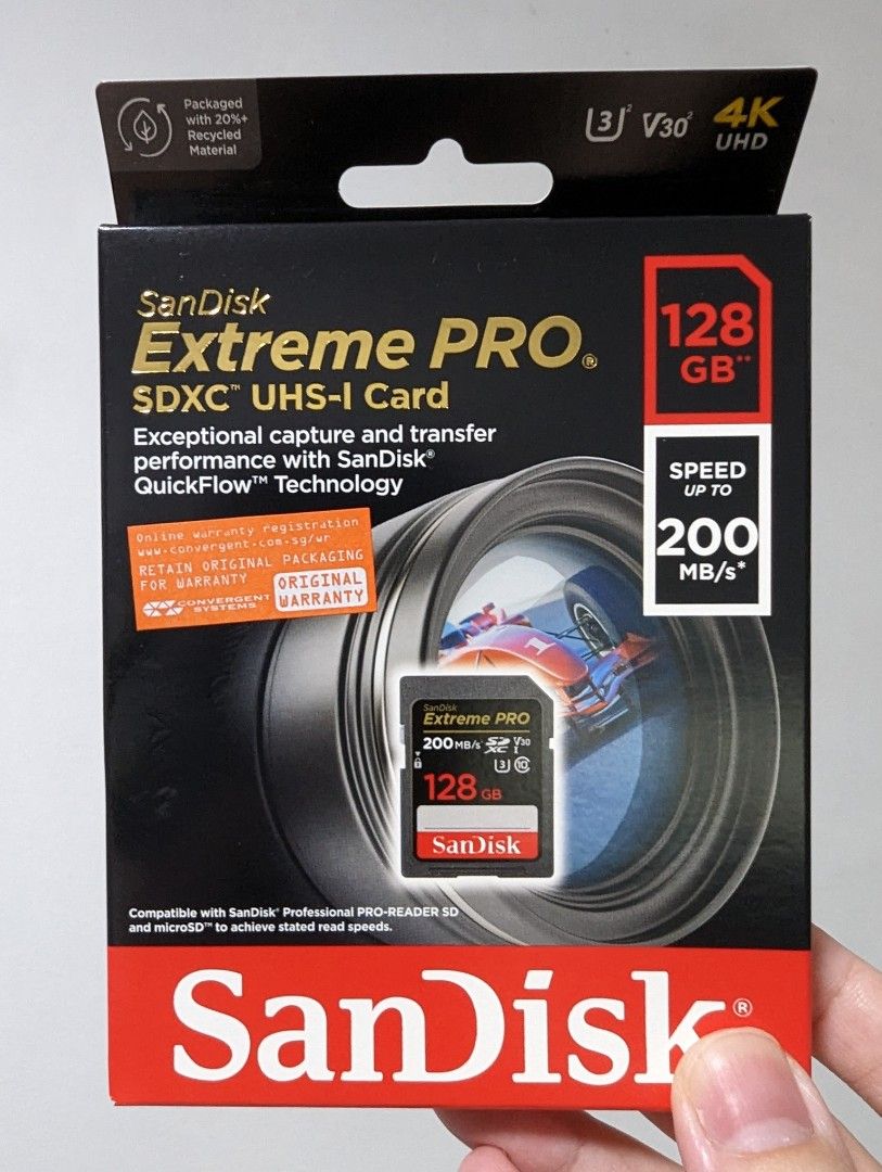 SanDisk Extreme Pro SD Card 128GB 200MB/S UHSI, Mobile Phones