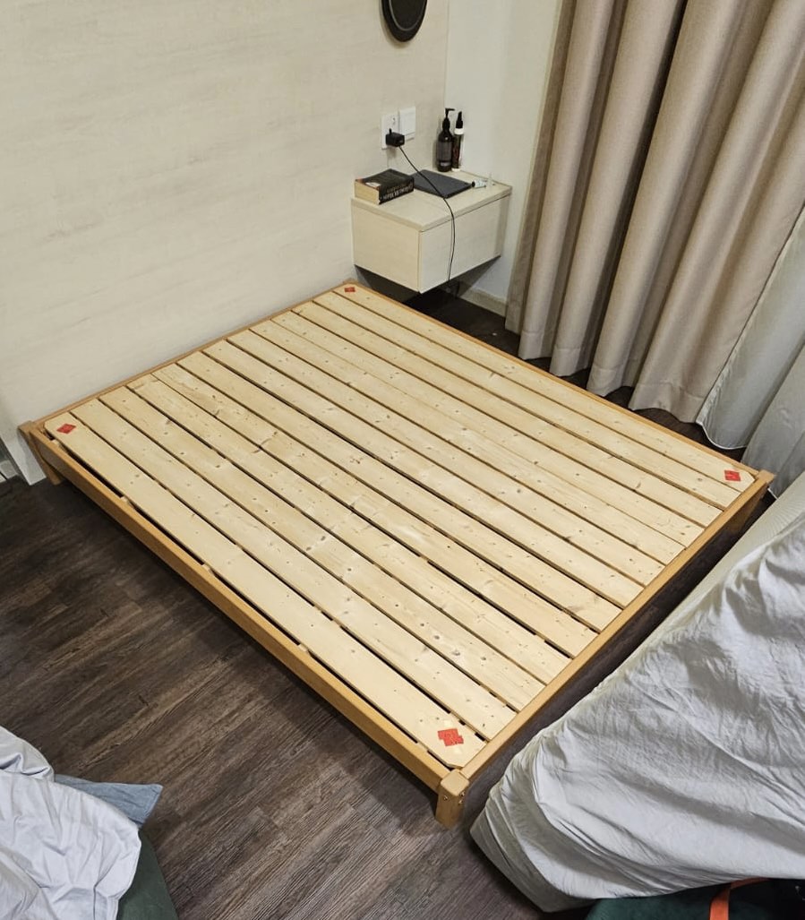 Solid wood tatami rib rack bed queen size, Furniture & Home Living, Furniture, Bed Frames