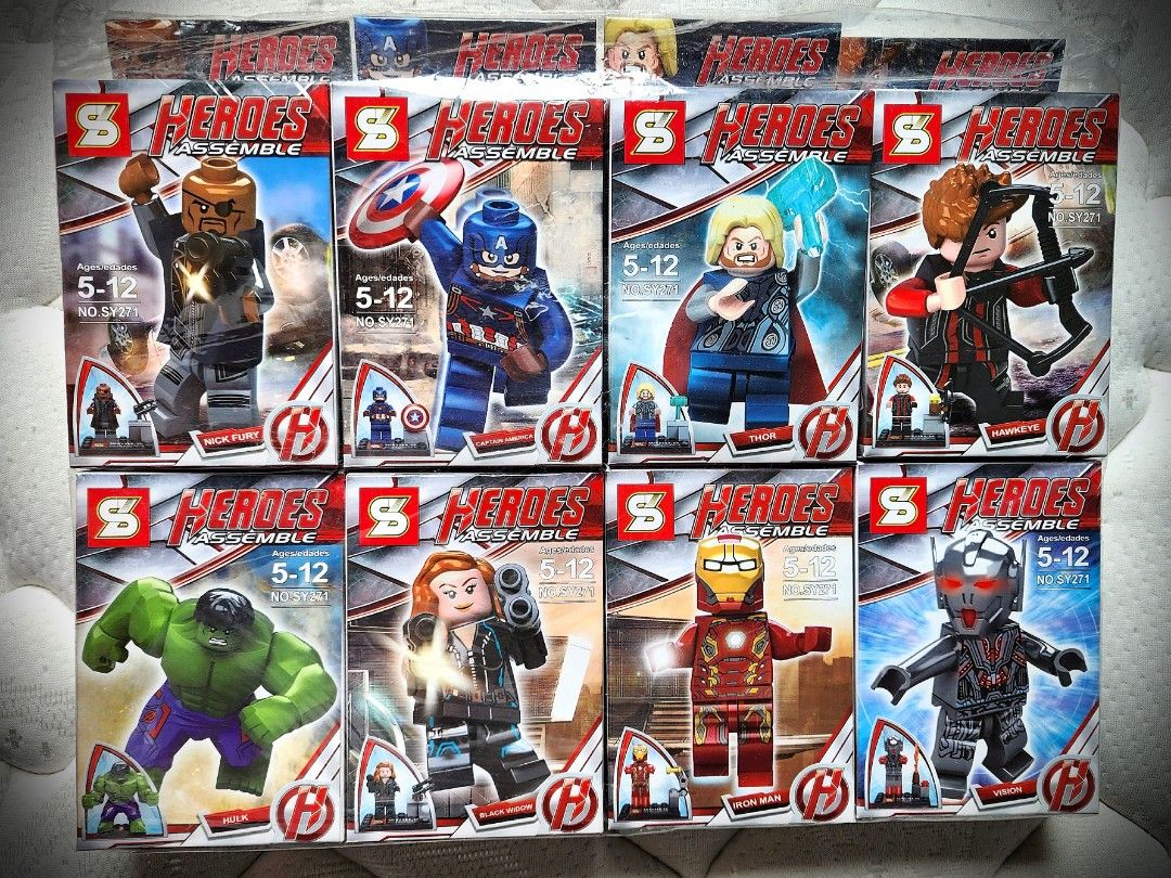 SY Avengers Heroes Assemble Brick Figures set of 8 Not lego