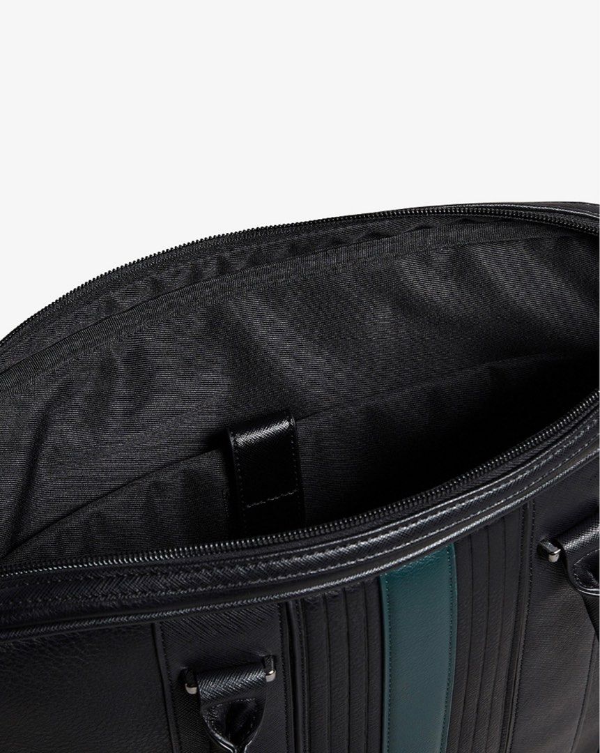 nevver striped pu document bag