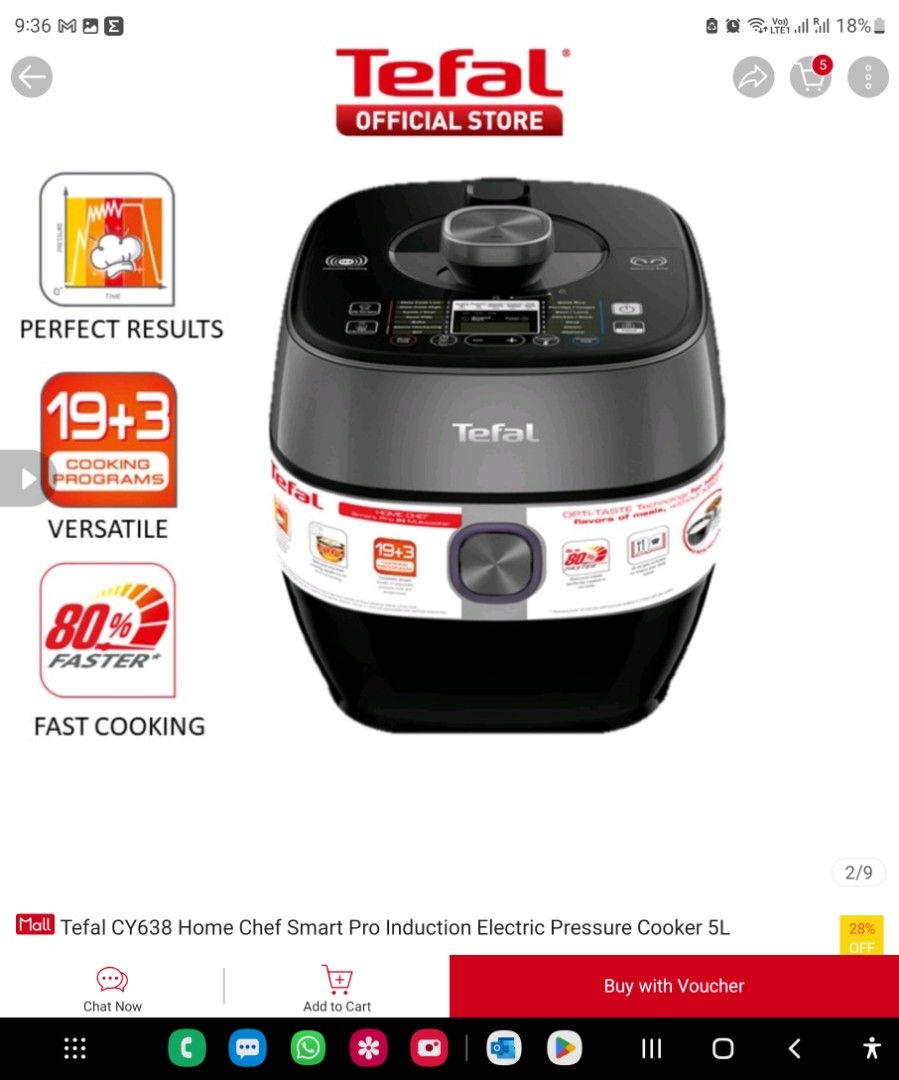 Tefal express induction multi on sale cooker 5l cy638
