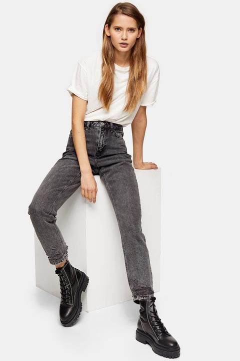 Grey ripped jeans topshop top
