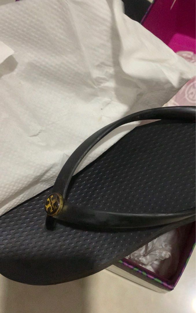 Tory Burch 2 pairs : Wedge Thin Flip Flop and Silver Thong sandals ,  Women's Fashion, Footwear, Flipflops and Slides on Carousell