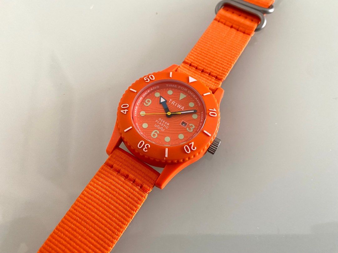 Triwa SUB Ocean Plastic Nemo- Orange Nylon strap, 名牌, 手錶