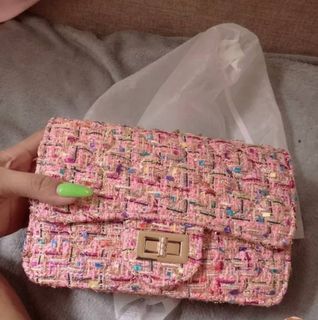 Tweed pink sling bag