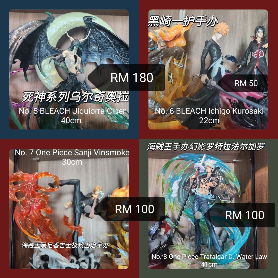 (USED) Anime Figures for Sale Chainsawman Makima Zoro One Piece Albedo Genshin Honkai Bleach