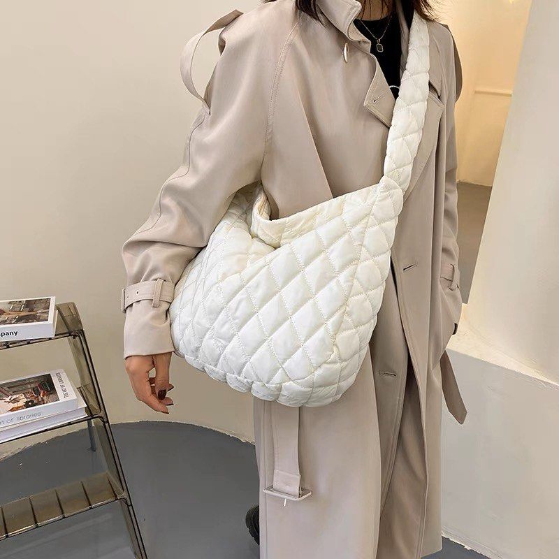 White Textured Poofy Bag, Women's Fashion, Bags & Wallets, Cross-body ...