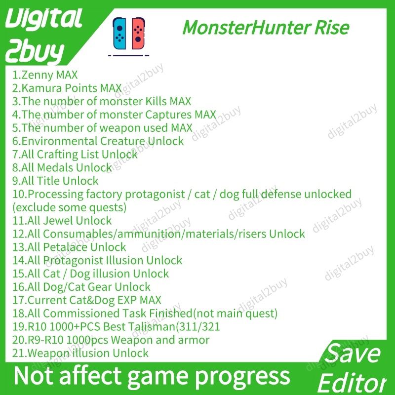 XBOX Monster Hunter Rise Editor MHRS Save Modding MH Rise Save Modding MHR Save Editor, Video Video Games, Xbox on Carousell